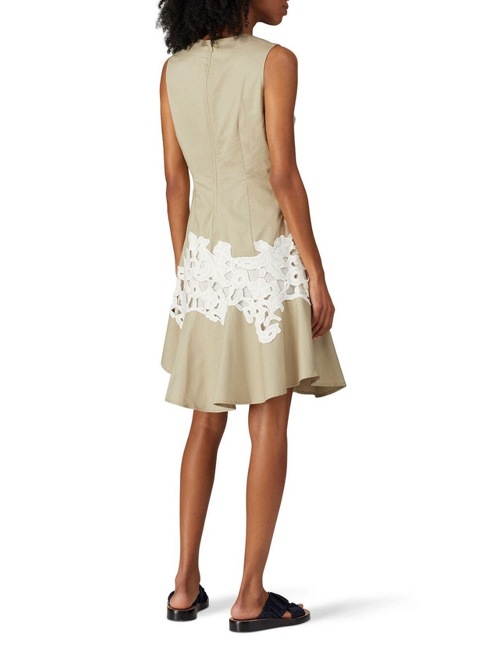 Derek Lam Collective Khaki Lace V-Neck Dress - Picture 2 of 5